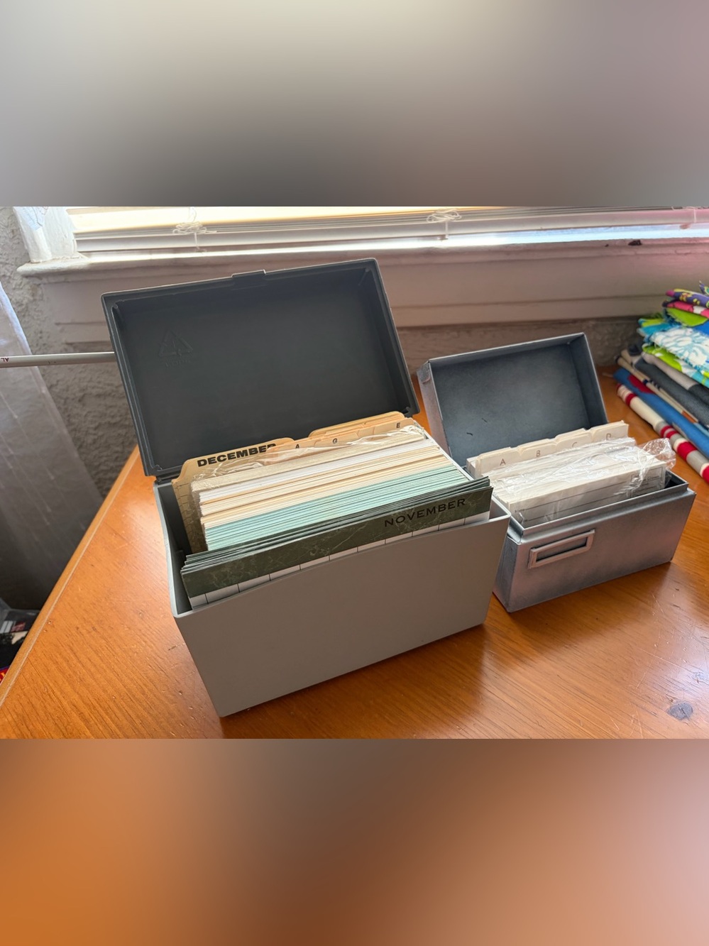 Card File Boxes Set, 2 Boxes with New Index Cards vintage